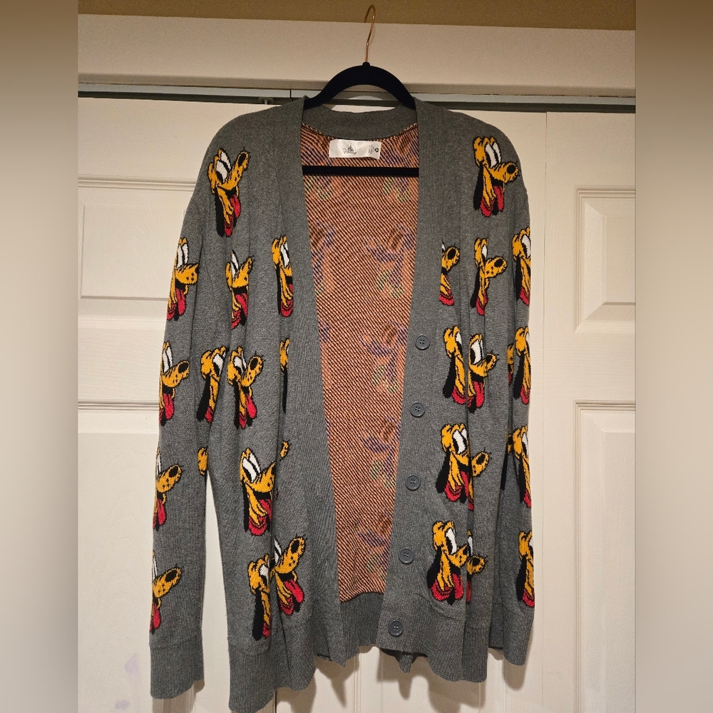 Gray Cardigan with Pluto Print